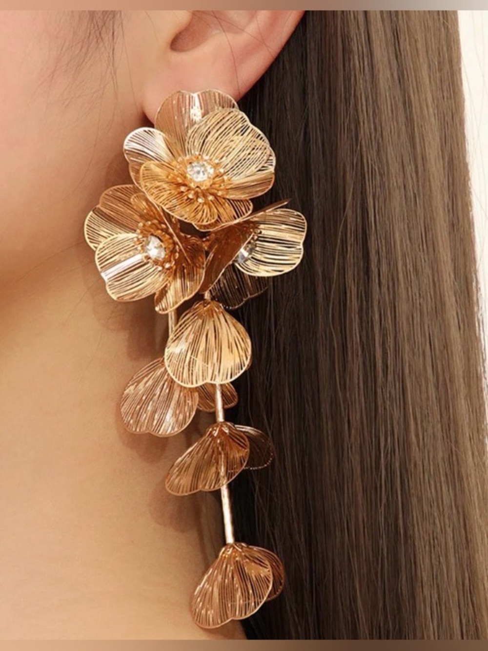 Zara Princess Kate Earrings Rose Gold Floral Cascade Earrings